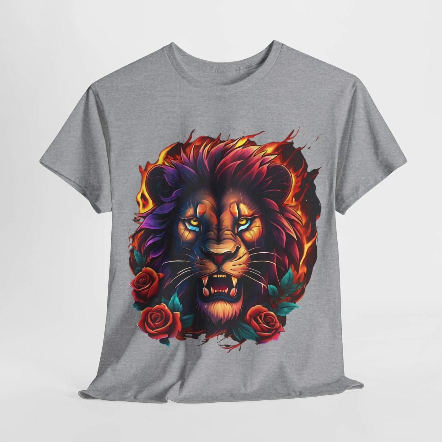 Lion Flames and Roses T-Shirt Flashlander