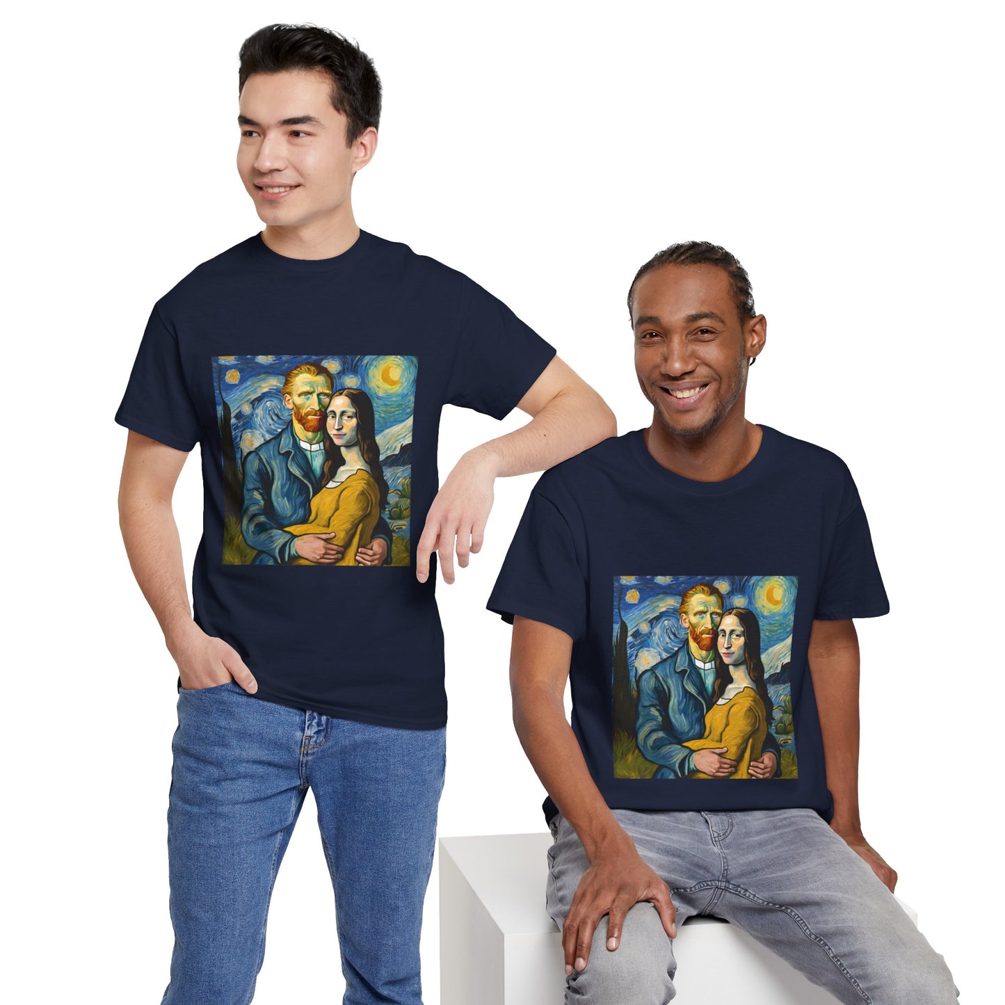 Funny Mona Lisa with Vincent Van Gogh Starry Night - Flashlander Gym Shirt