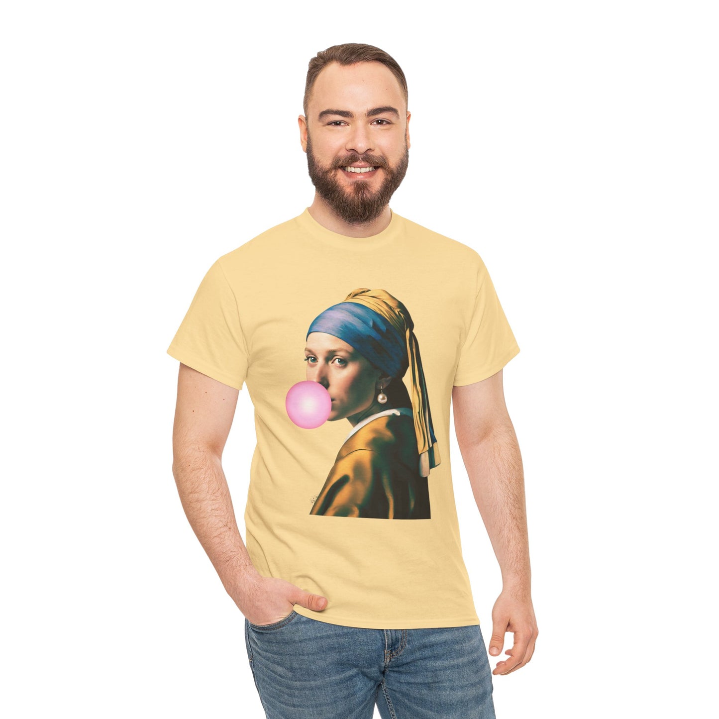 Bubble Gum Girl with a Pearl Earring Johannes Vermeer - Flashlander Gym Shirt