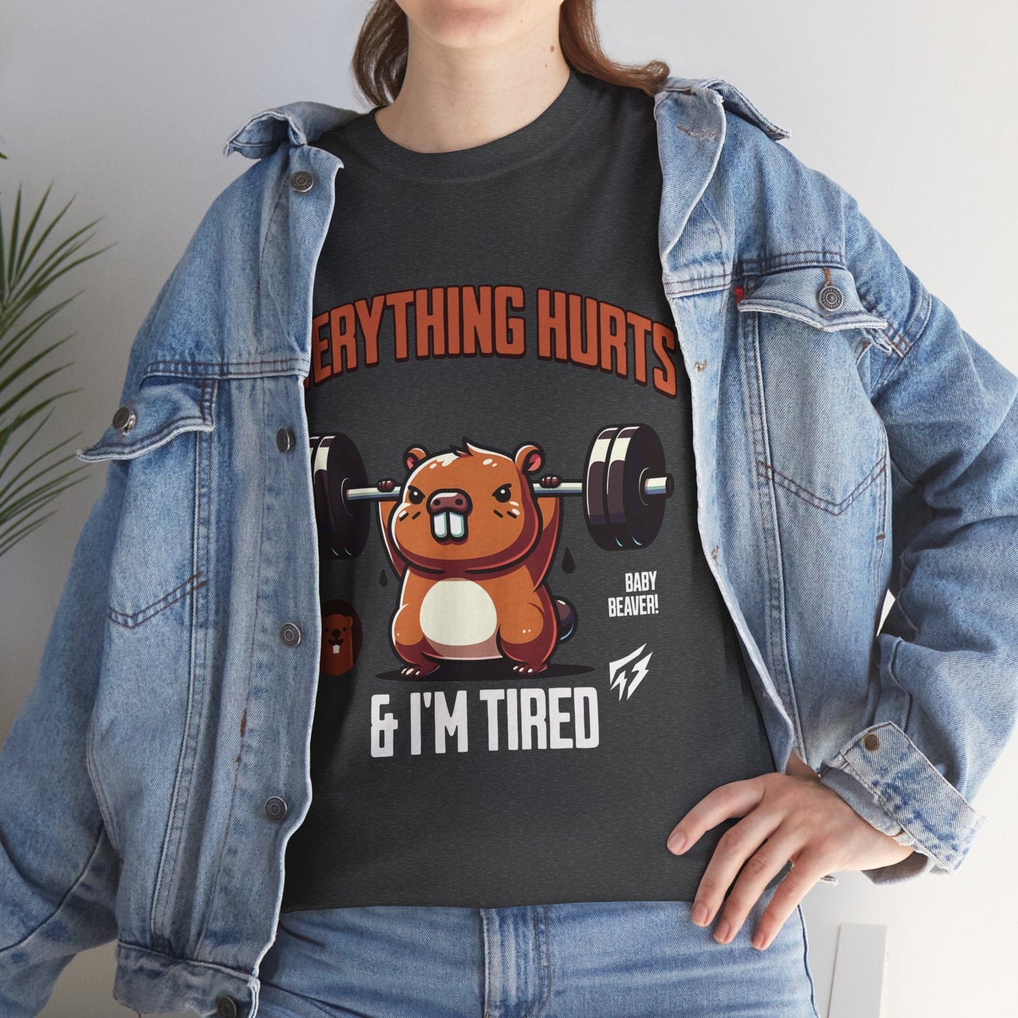 T-shirt de sport Beaver Everything Hurts &amp; I'm Tired T-shirt de sport Flashlander en coton unisexe noir anthracite T-shirt graphique de performance