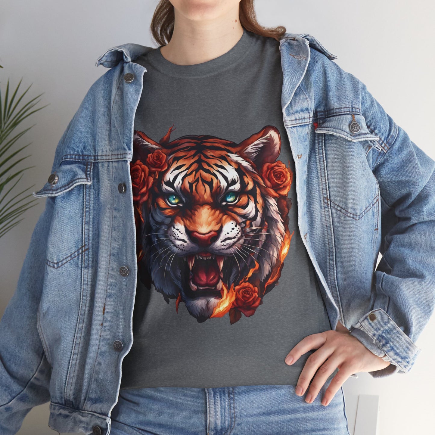 Tiger Flames and Roses T-Shirt Flashlander