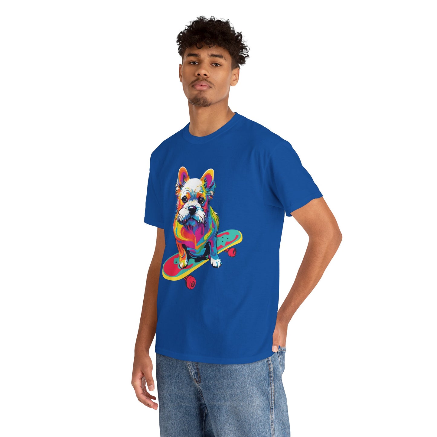 T-shirt de sport Flashlander avec chien skateboardant Pop Art