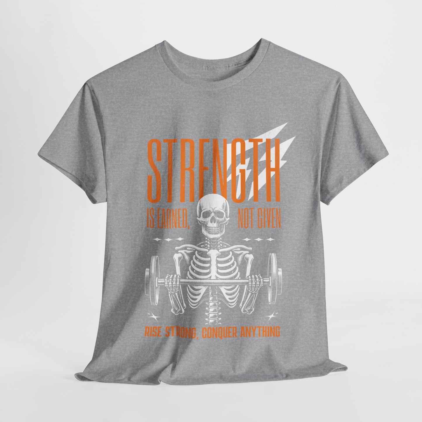 Skeleton Lifter Bodybuilder Shirt Flashlander Strength Is Earned Not Given Gym T-Shirt Cotton Unisex Graphic Tee