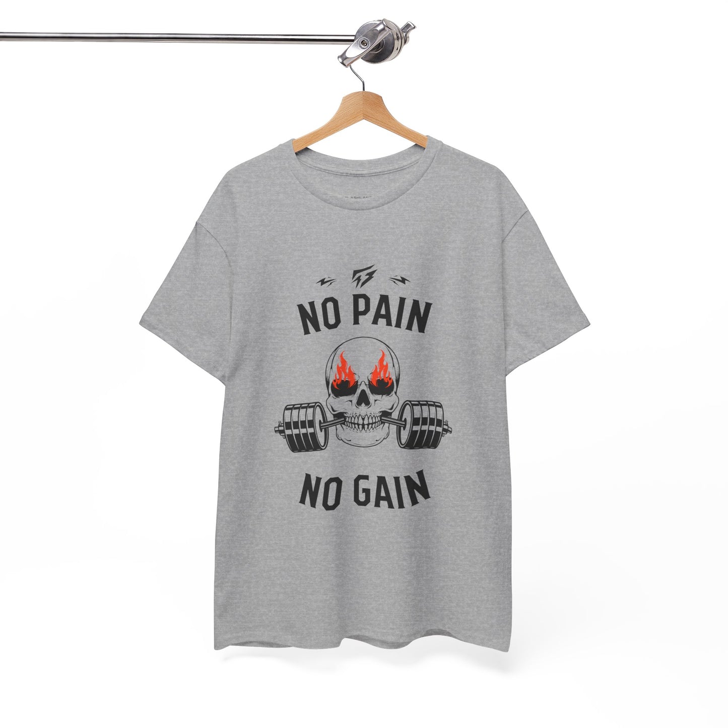 Skull Lifting Flashlander Gym Shirt No Pain No Gain Graphic Tee