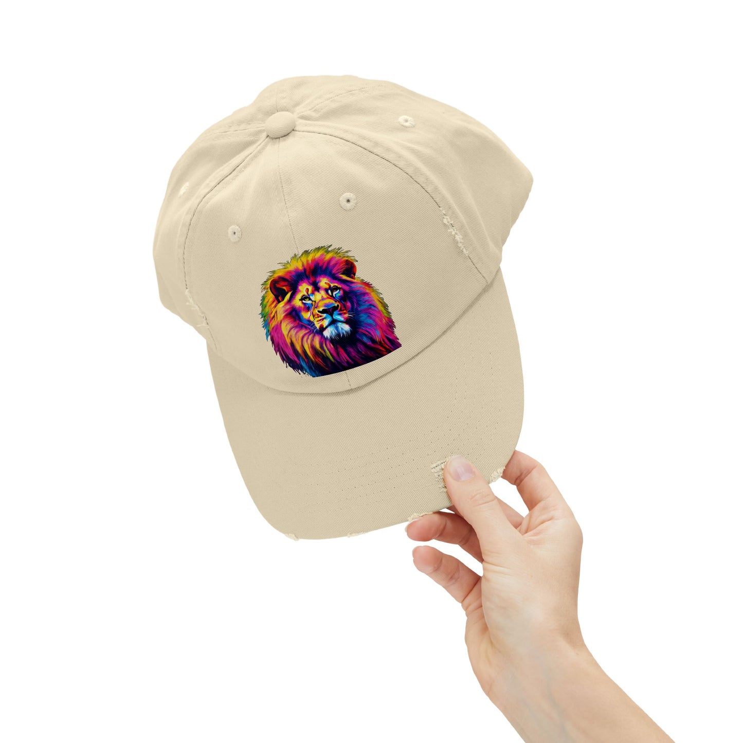 Lion Cap Pop Art Lion Baseball Cap Unisex Distressed Cap Custom Hat Personalized Cap