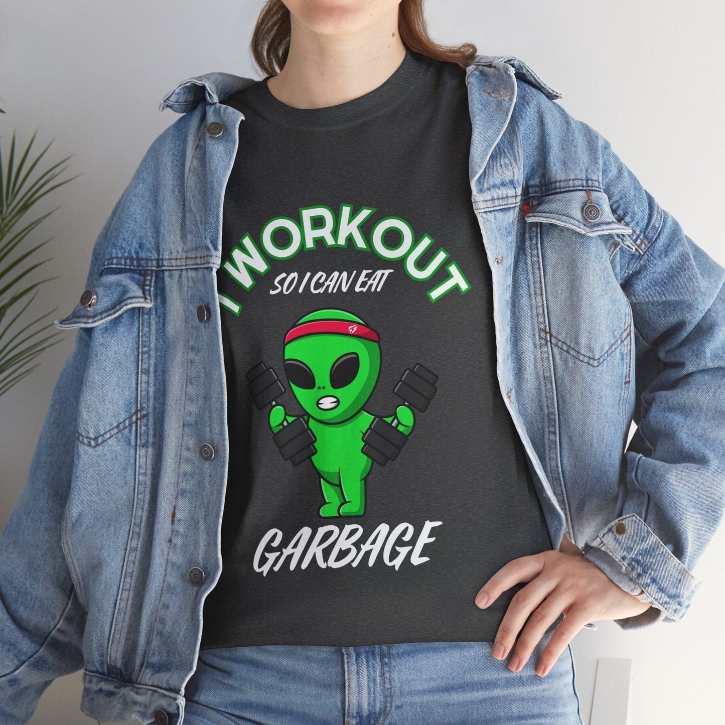 Alien I Workout So I Can Eat Garbage Graphic Tee Flashlander