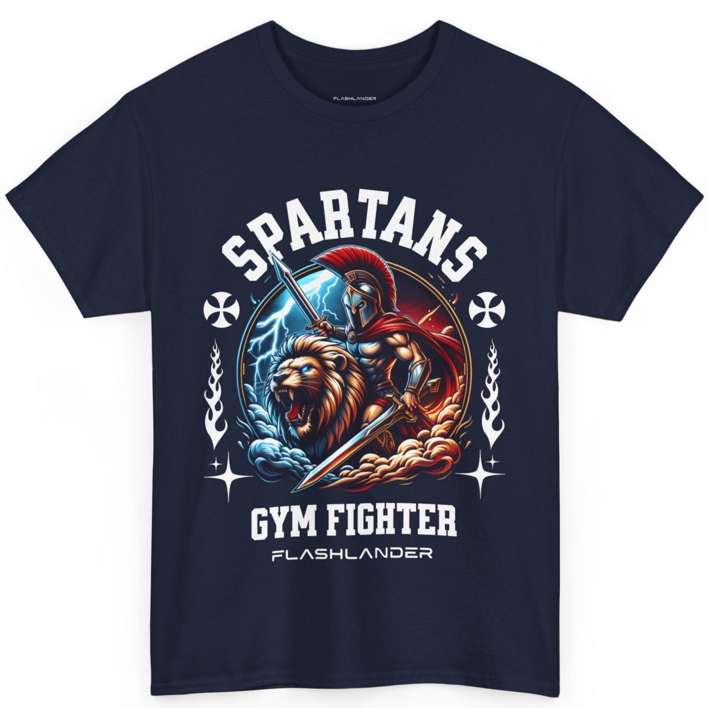 Spartans Gym Fighter Shirt Flashlander Performance T-Shirt Cotton Unisex Charcoal Black Graphic Tee