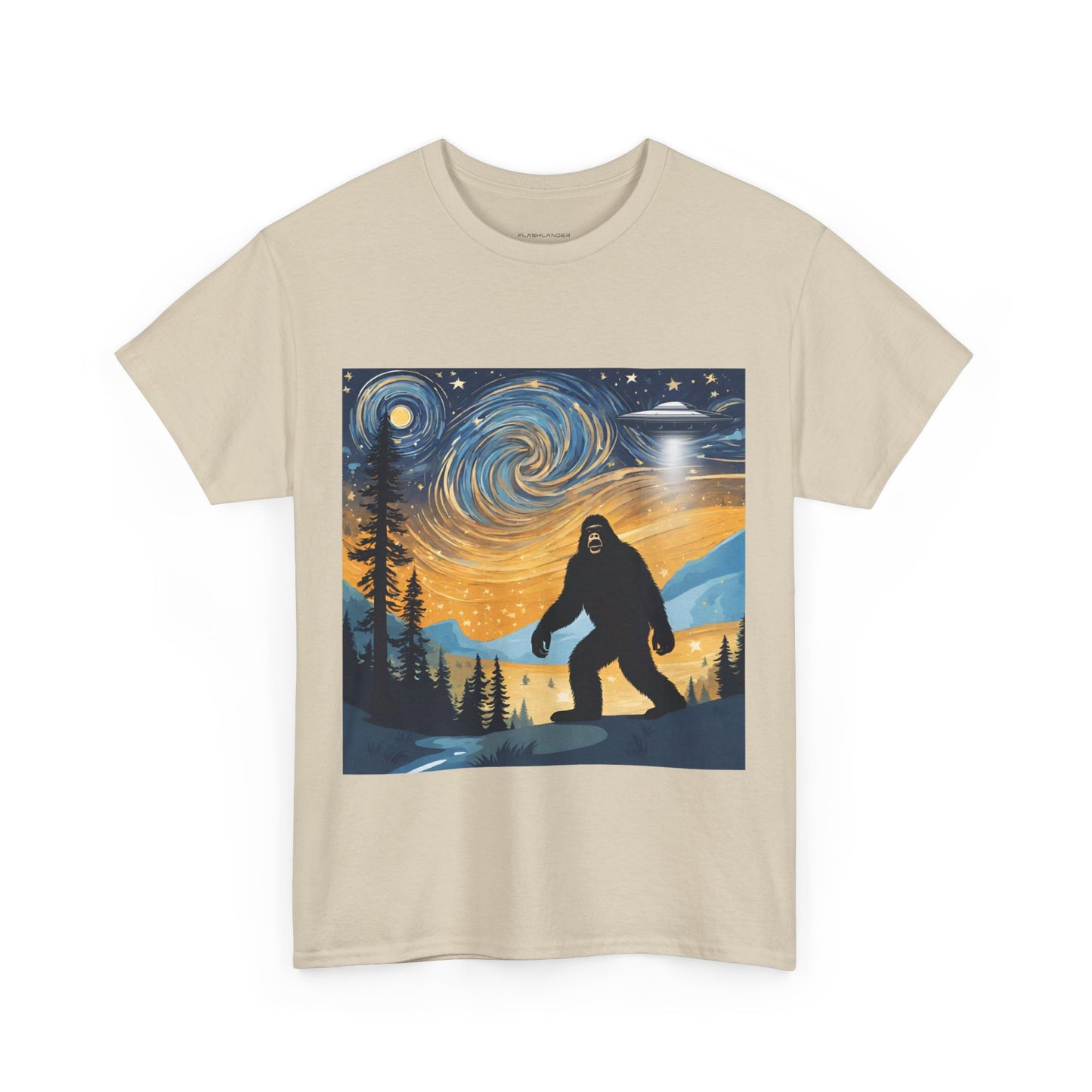 Funny Starry Night Stroll Bigfoot Encounters UFO Abduction - Flashlander Gym Shirt