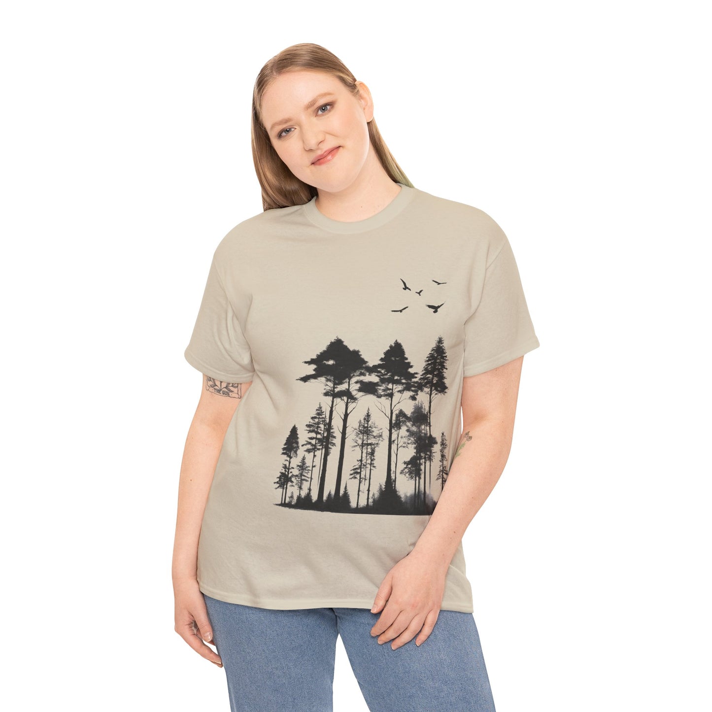 Camisa del bosque de pinos Camiseta unisex de algodón pesado Flashlander