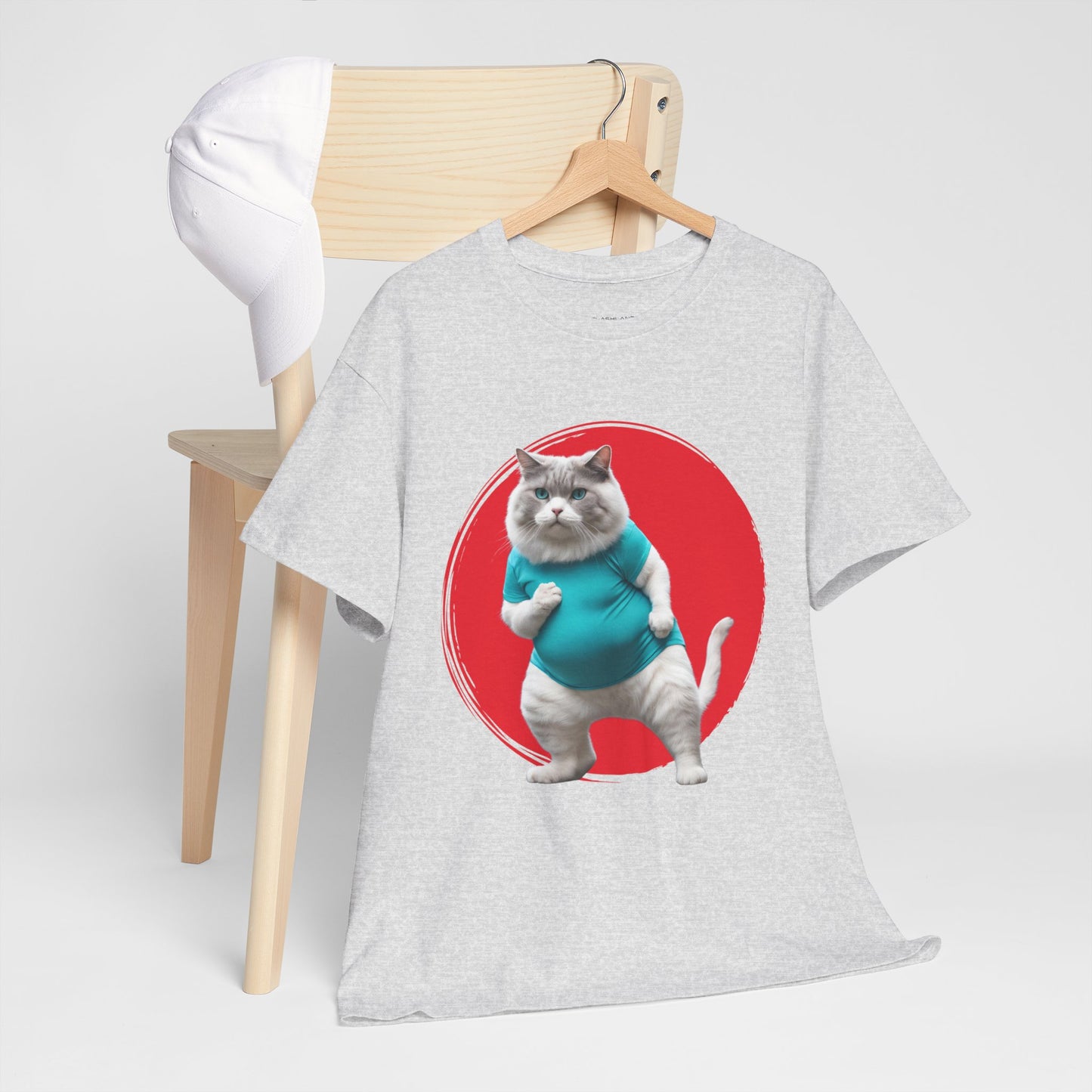 Camiseta de gimnasio Flashlander con divertido gato gordo de karate