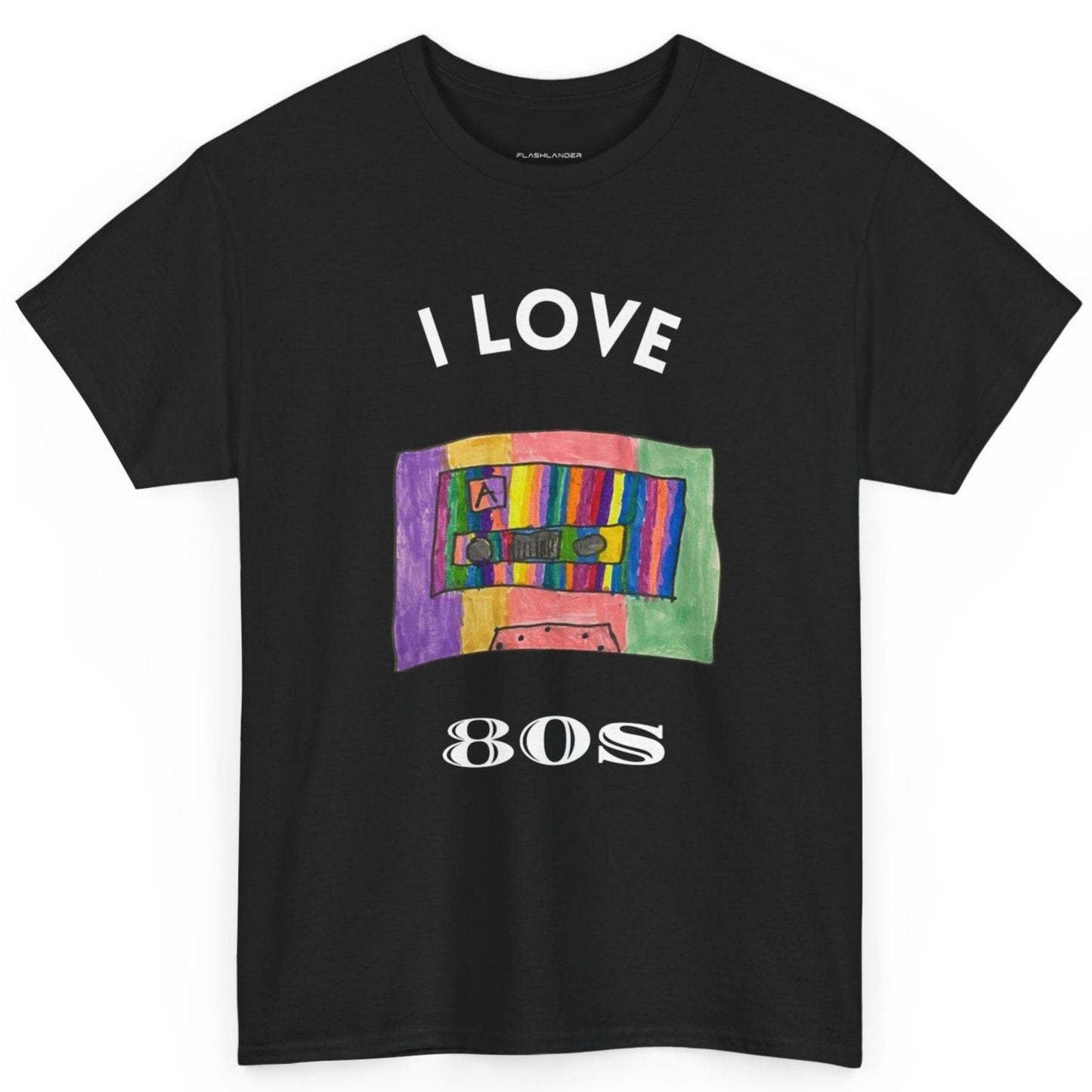 Retro Vibes Art Pop Cassette Tape I Love 80's - Flashlander Gym Shirt