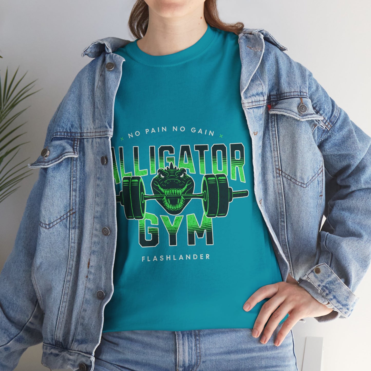 Aligator Gym Shirt Flashlander Cotton Unisex Charcoal Black Graphic Tee