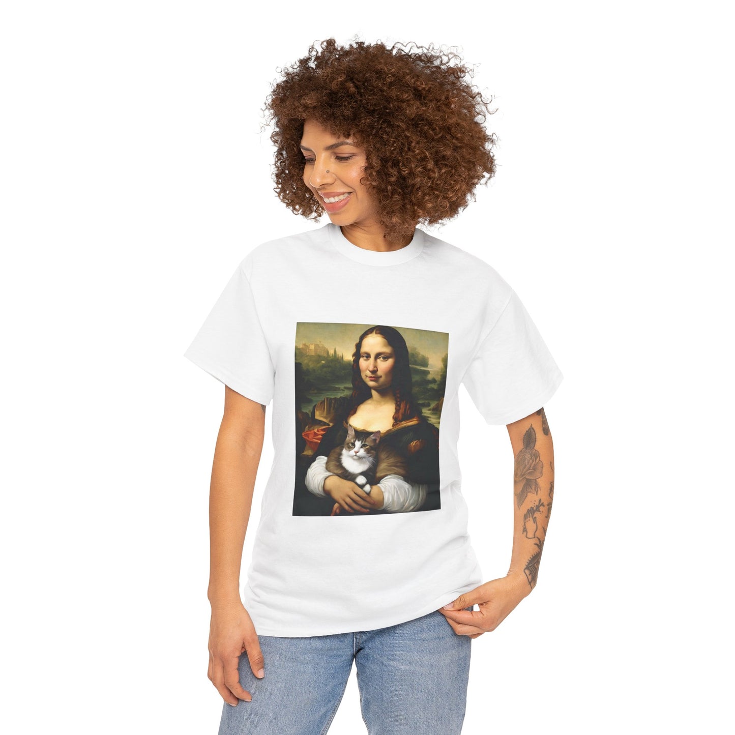 Mona Lisa with Cat - Flashlander Gym Shirt