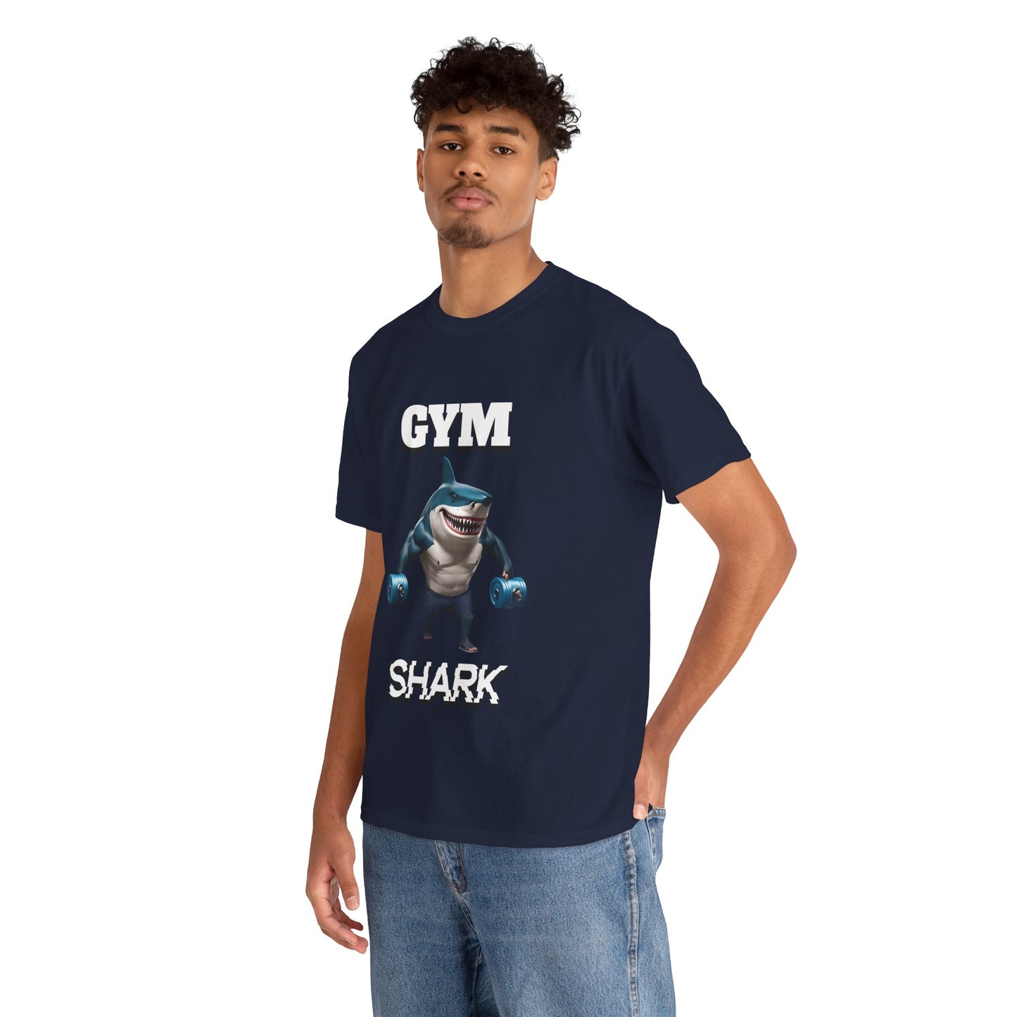 Gym Shark Performance Shirt Flashlander Cotton Unisex Charcoal Black Graphic Tee