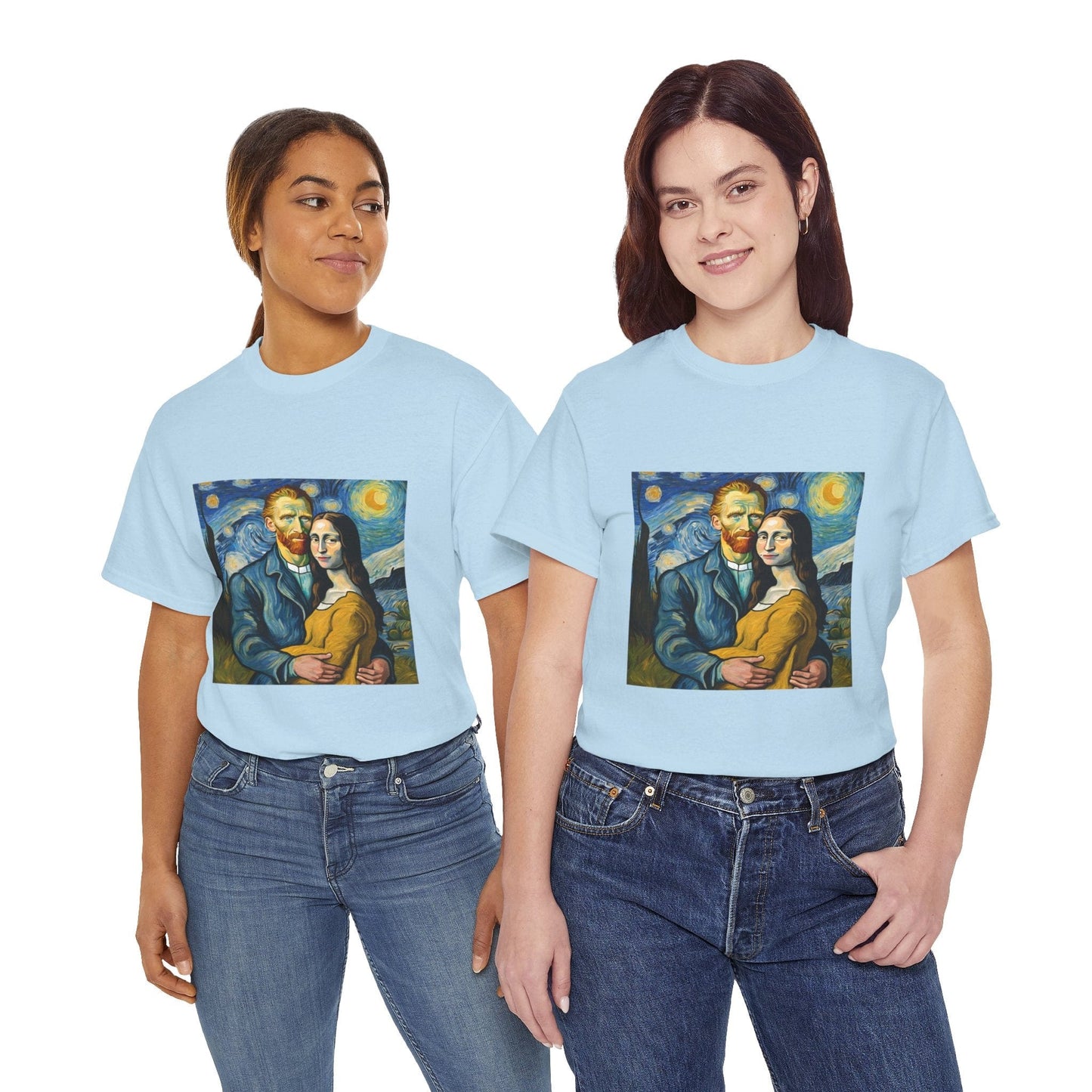 Funny Mona Lisa with Vincent Van Gogh Starry Night - Flashlander Gym Shirt