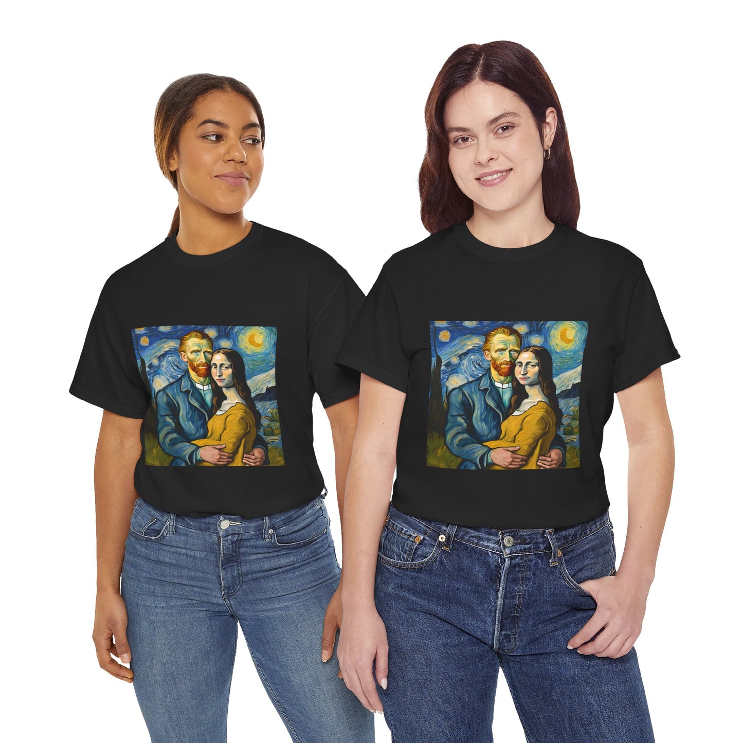 Funny Mona Lisa with Vincent Van Gogh Starry Night - Flashlander Gym Shirt