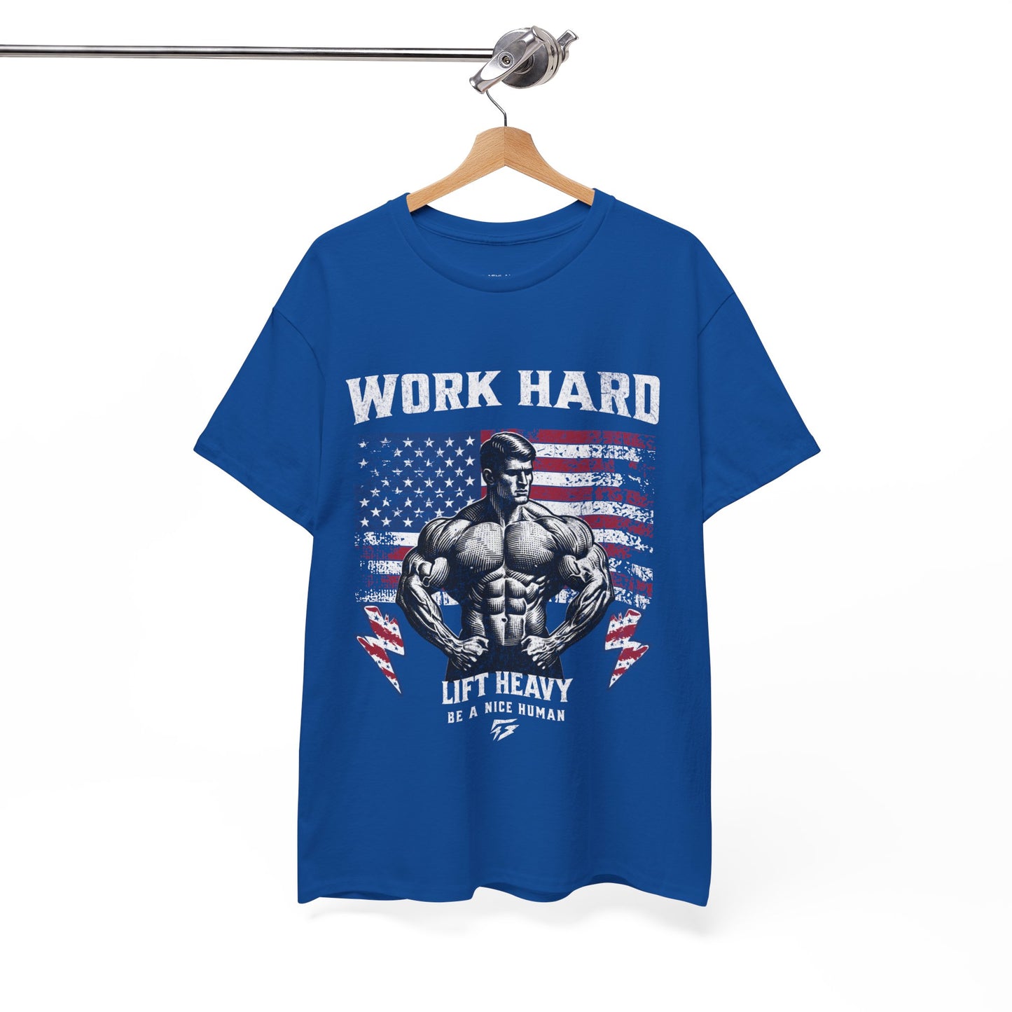 Work Hard Lift Heavy Gym Shirt Flashlander Cotton Unisex Charcoal Black Graphic Tee