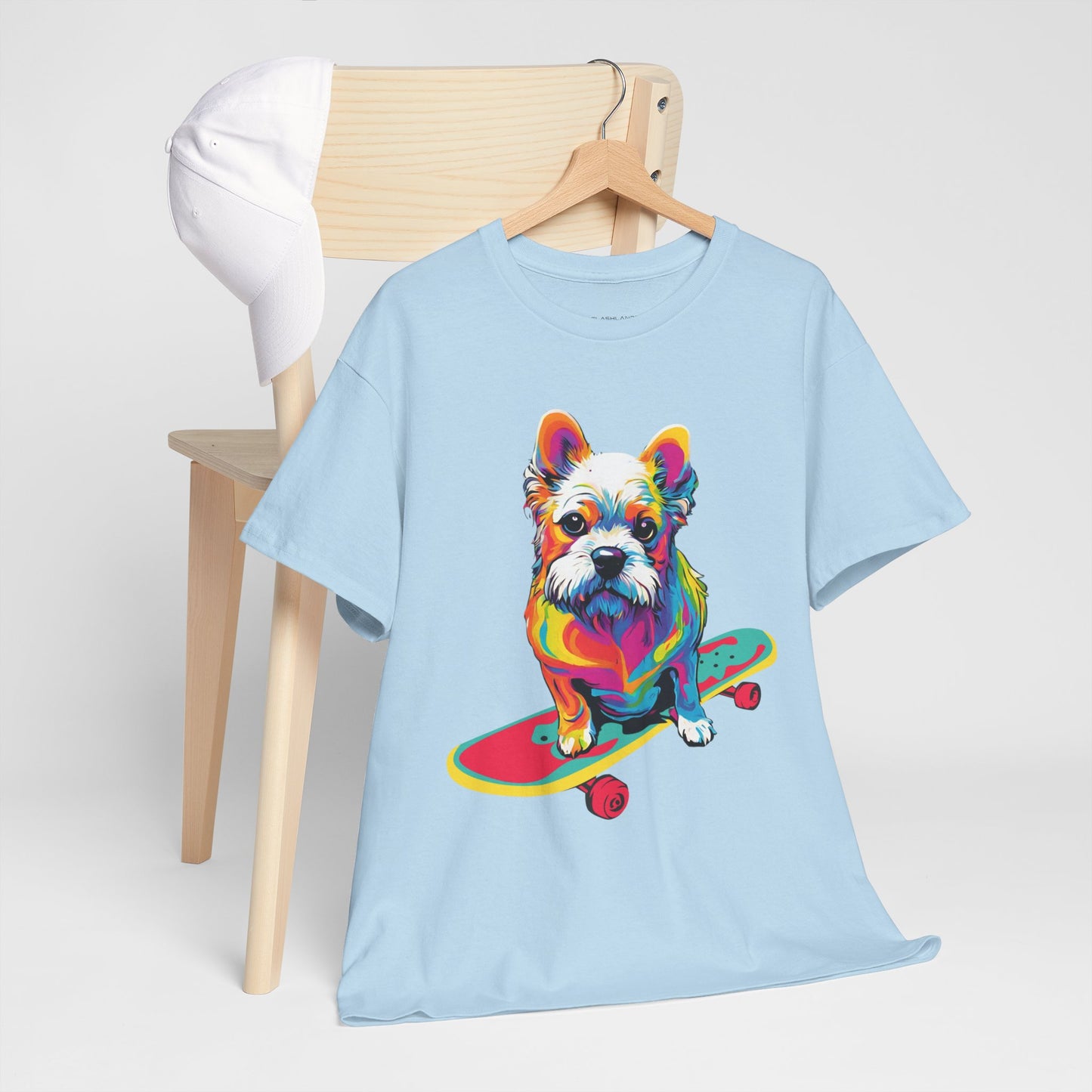 T-shirt de sport Flashlander avec chien skateboardant Pop Art