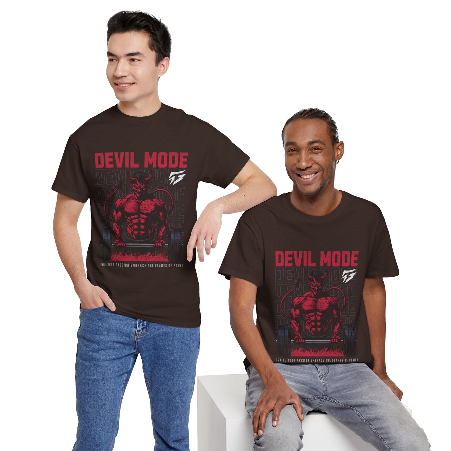 Devil Mode Gym Shirt Flashlander Cotton Unisex Charcoal Black Performance Graphic Tee