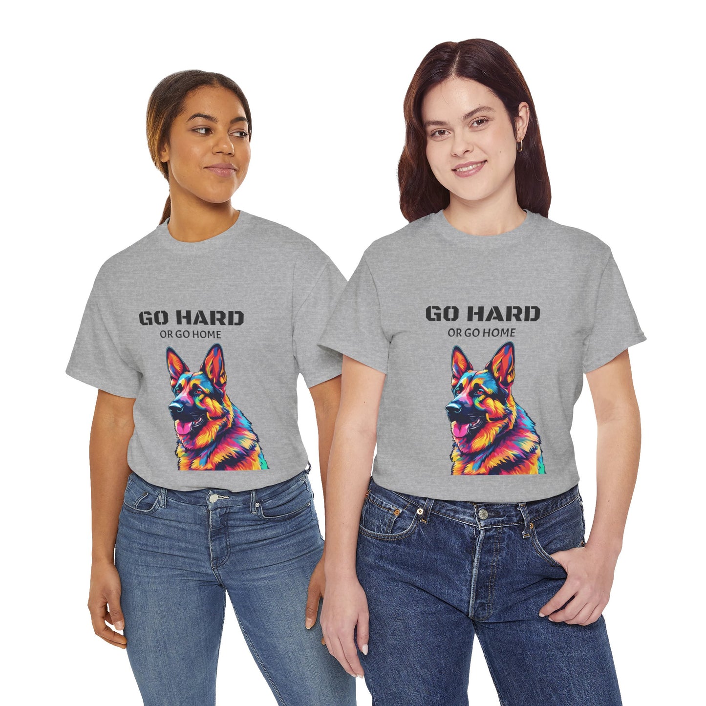 Camiseta de gimnasia Flashlander con diseño de perro pastor alemán Pop Art: "Ve a por todas o vete a casa"