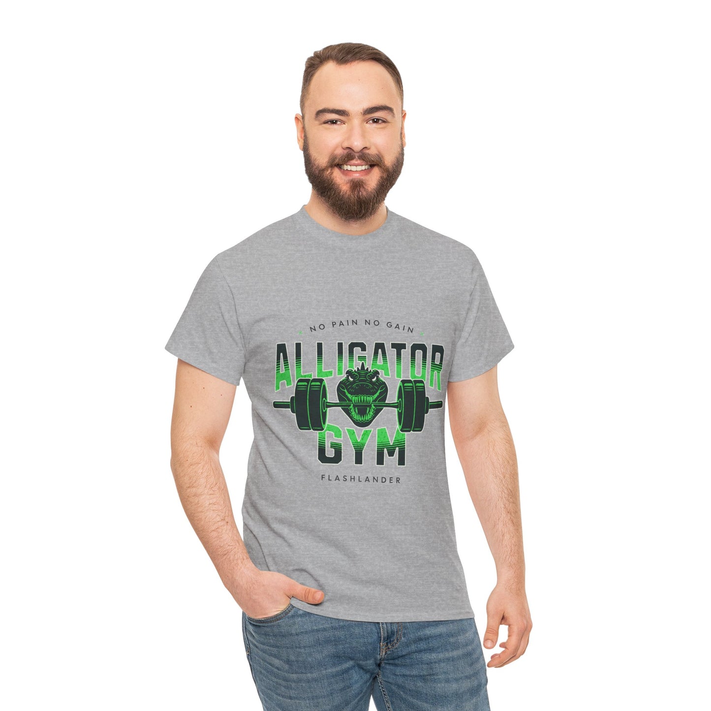 Aligator Gym Shirt Flashlander Cotton Unisex Charcoal Black Graphic Tee