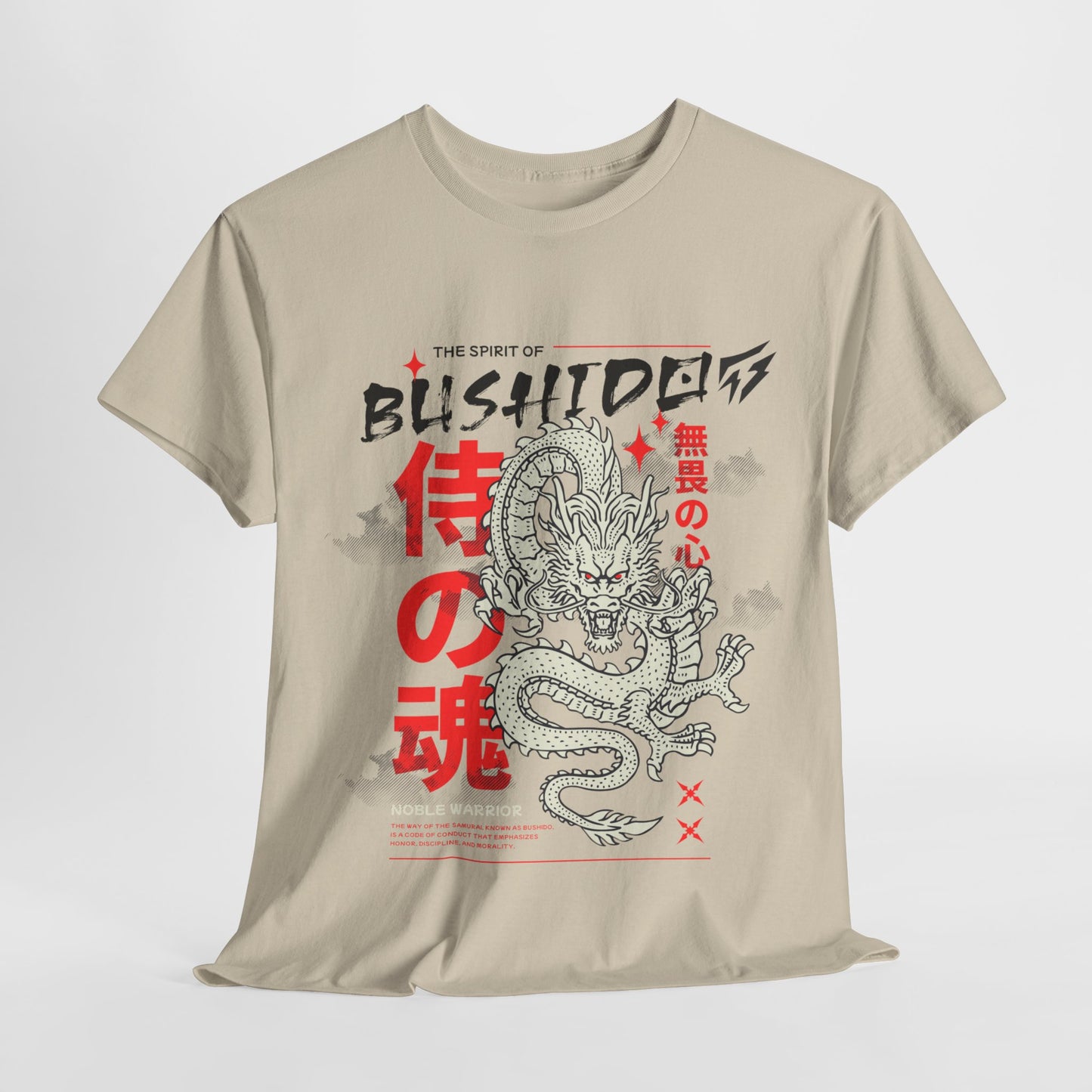 Dragon Gym Shirt The Spirit of Bushido T-Shirt Flashlander Cotton Unisex Charcoal Black Graphic Tee