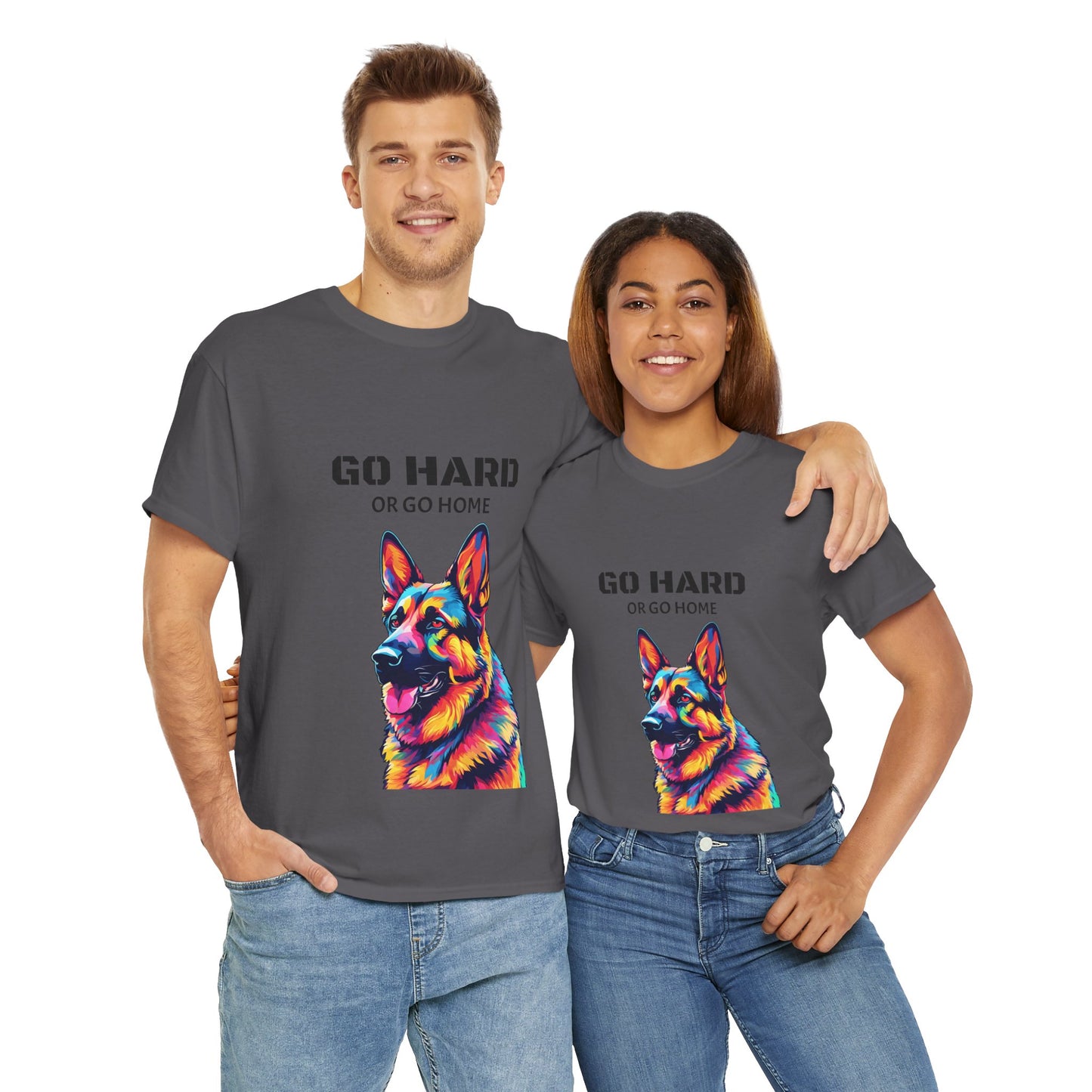 Camiseta de gimnasia Flashlander con diseño de perro pastor alemán Pop Art: "Ve a por todas o vete a casa"