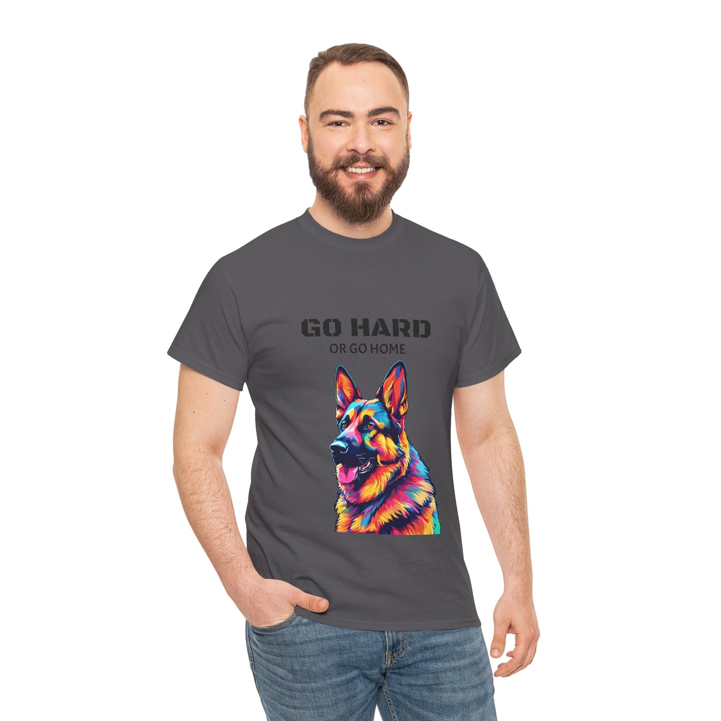 Camiseta de gimnasia Flashlander con diseño de perro pastor alemán Pop Art: "Ve a por todas o vete a casa"