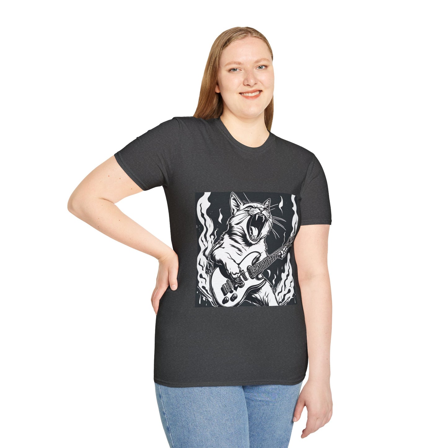 Cat Playing Guitar Flashlander Gym Shirt