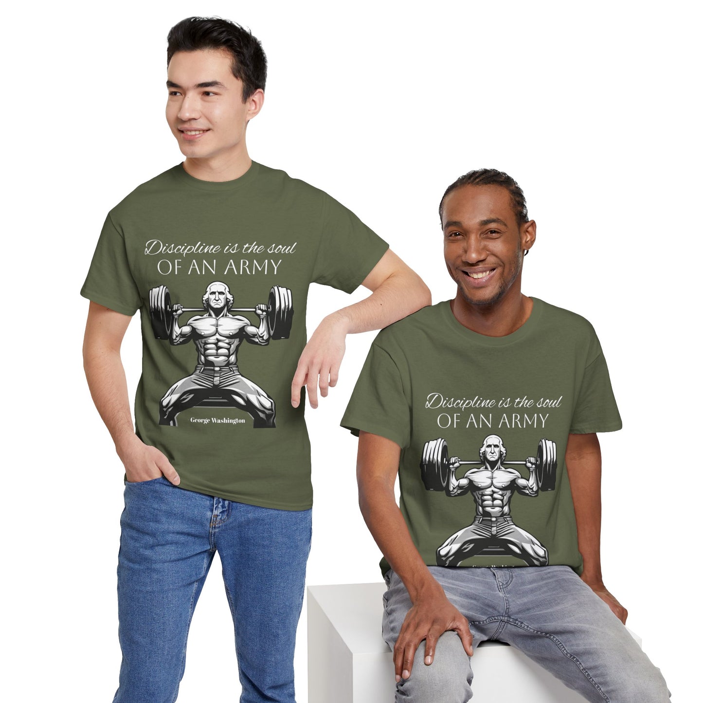 T-shirt de culturiste George Washington - Flashlander Disipline Is The Soul Of An Army Gym T-shirt en coton unisexe noir anthracite graphique