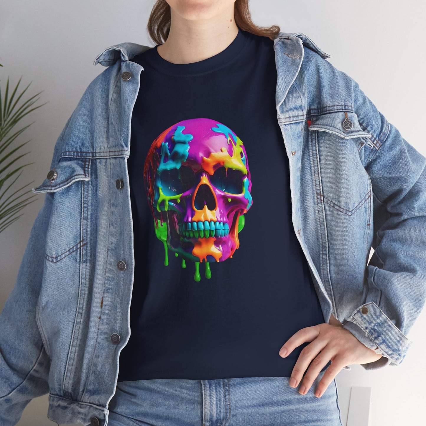 Camiseta con calavera de fusión de neón Flashlander