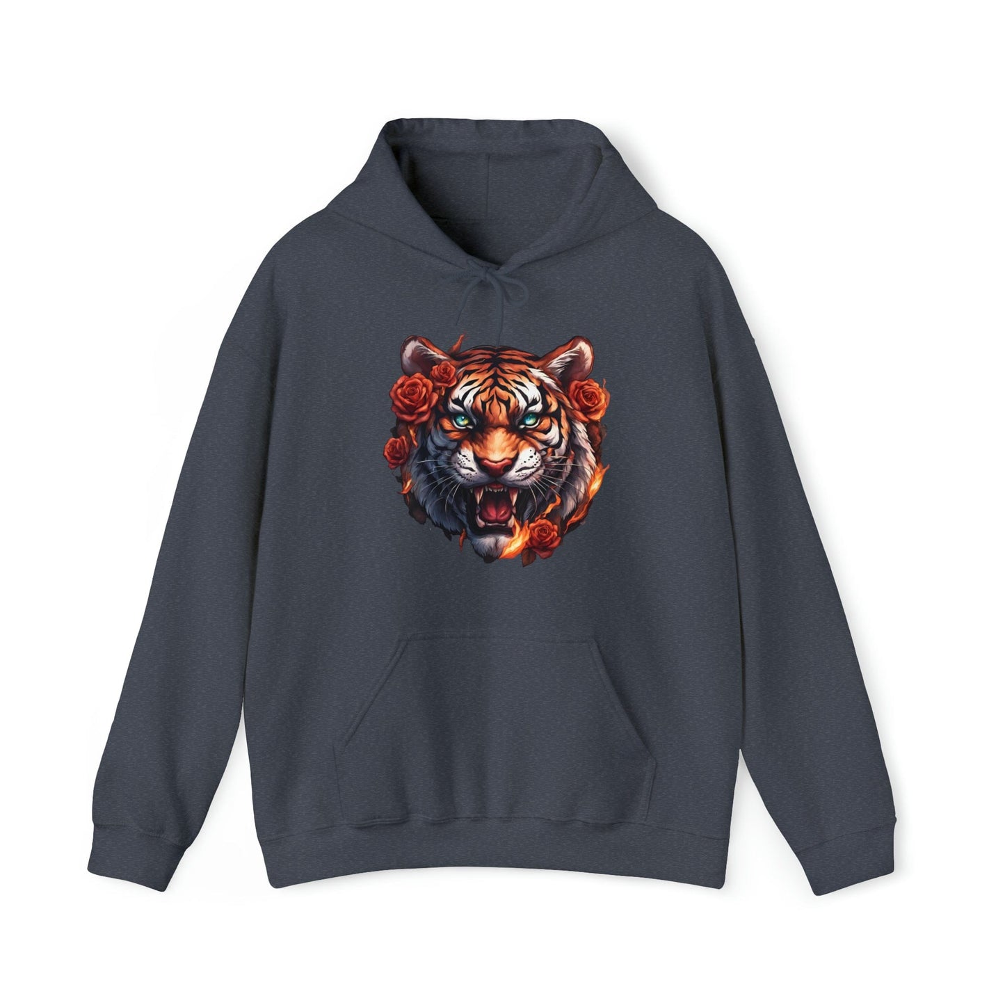Eye of Tiger Flames and Roses Hooded Sweatshirt Flashlander