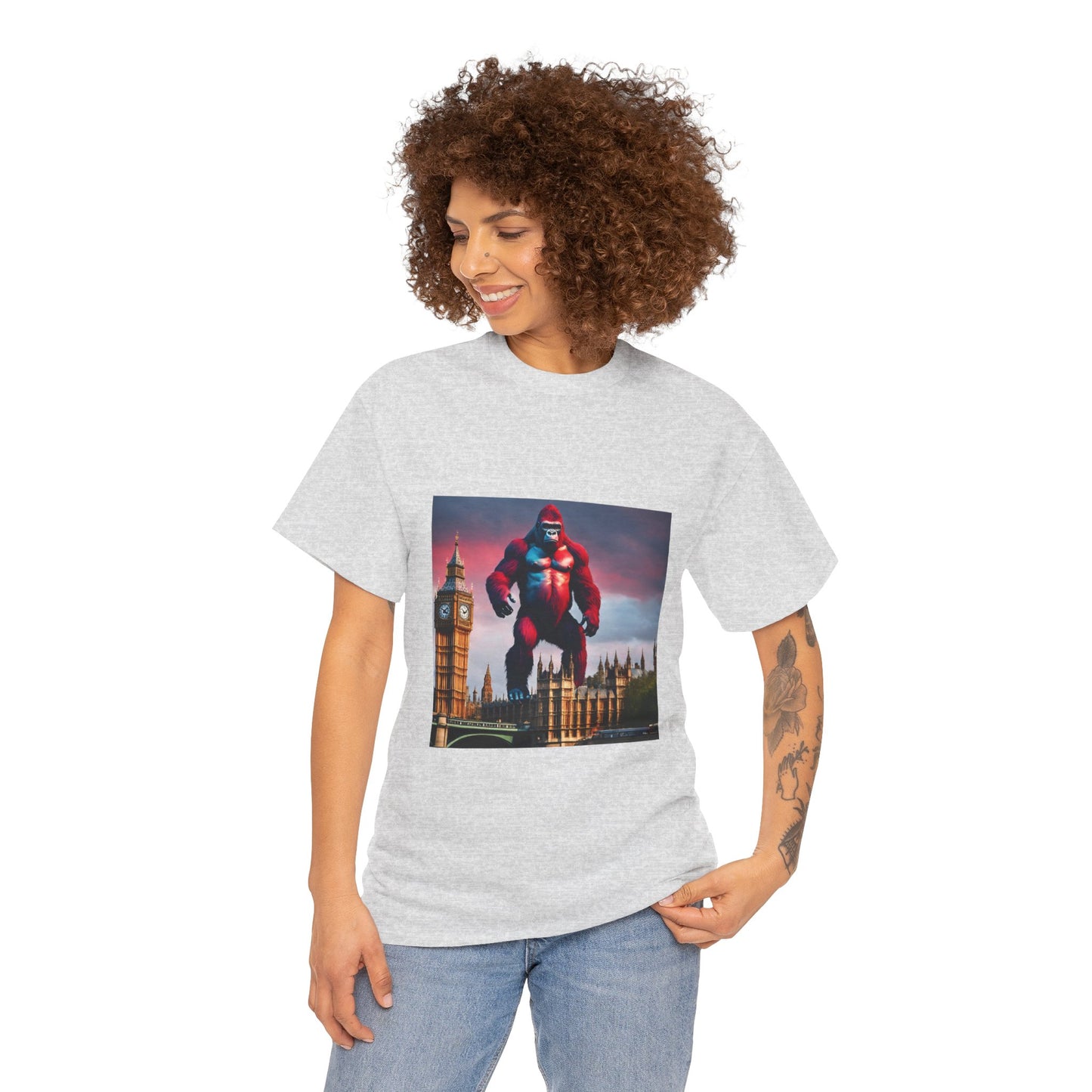 The Red Giant Gorilla Kong in the Big Ben of London Gaphic Tee Flashlander