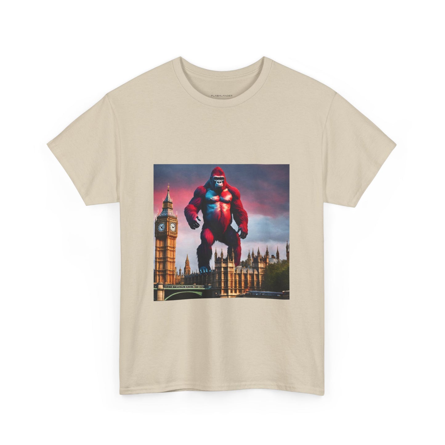 The Red Giant Gorilla Kong in the Big Ben of London Gaphic Tee Flashlander