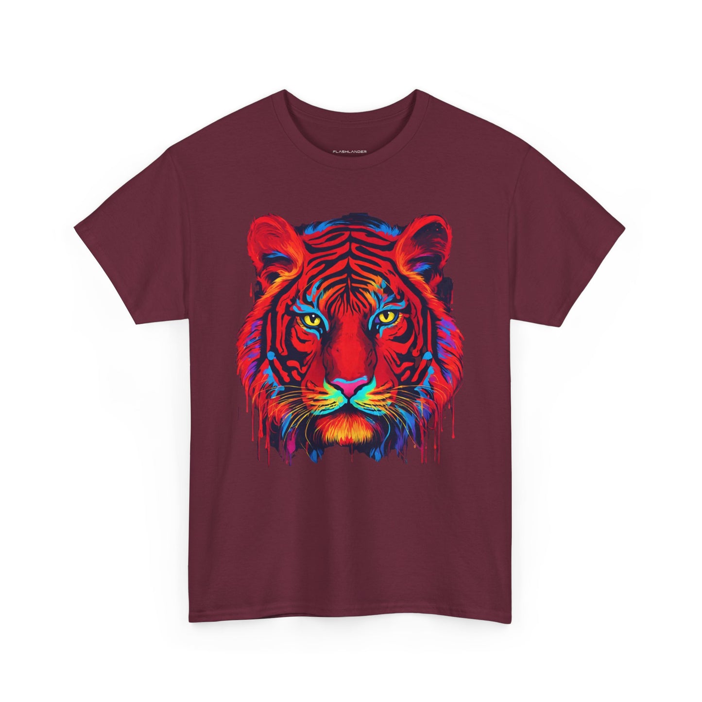 Majestuosa camiseta de Flashlander con diseño pop art de tigre rojo