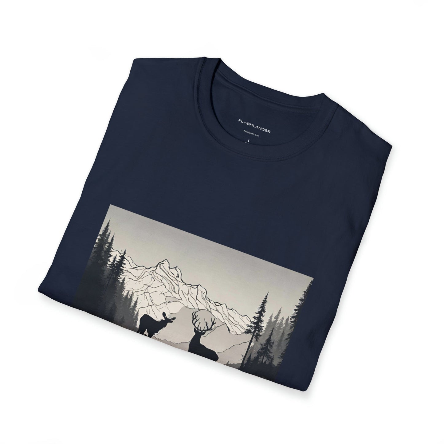 Wilderness Serenity Majestic Mountain Scenery Unisex Softstyle T-Shirt Flashlander