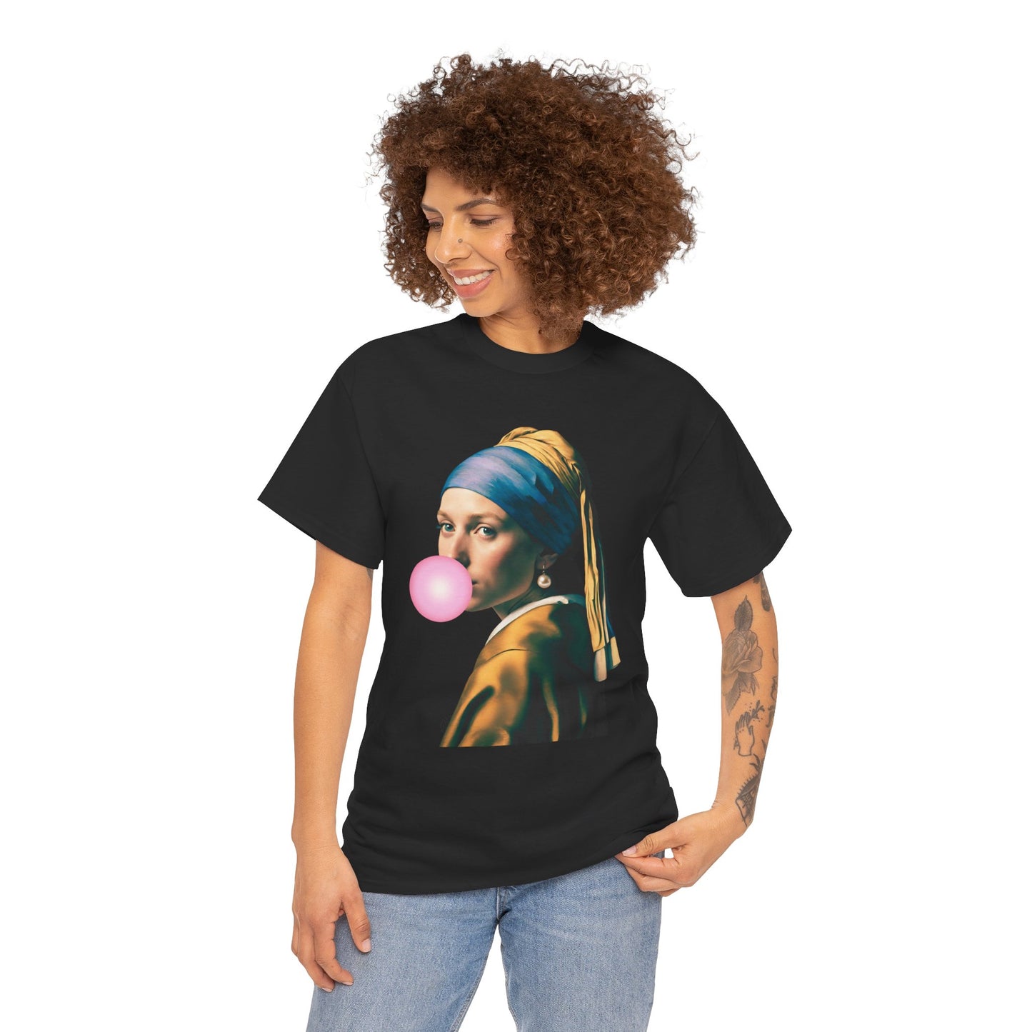 Bubble Gum Girl with a Pearl Earring Johannes Vermeer - Flashlander Gym Shirt