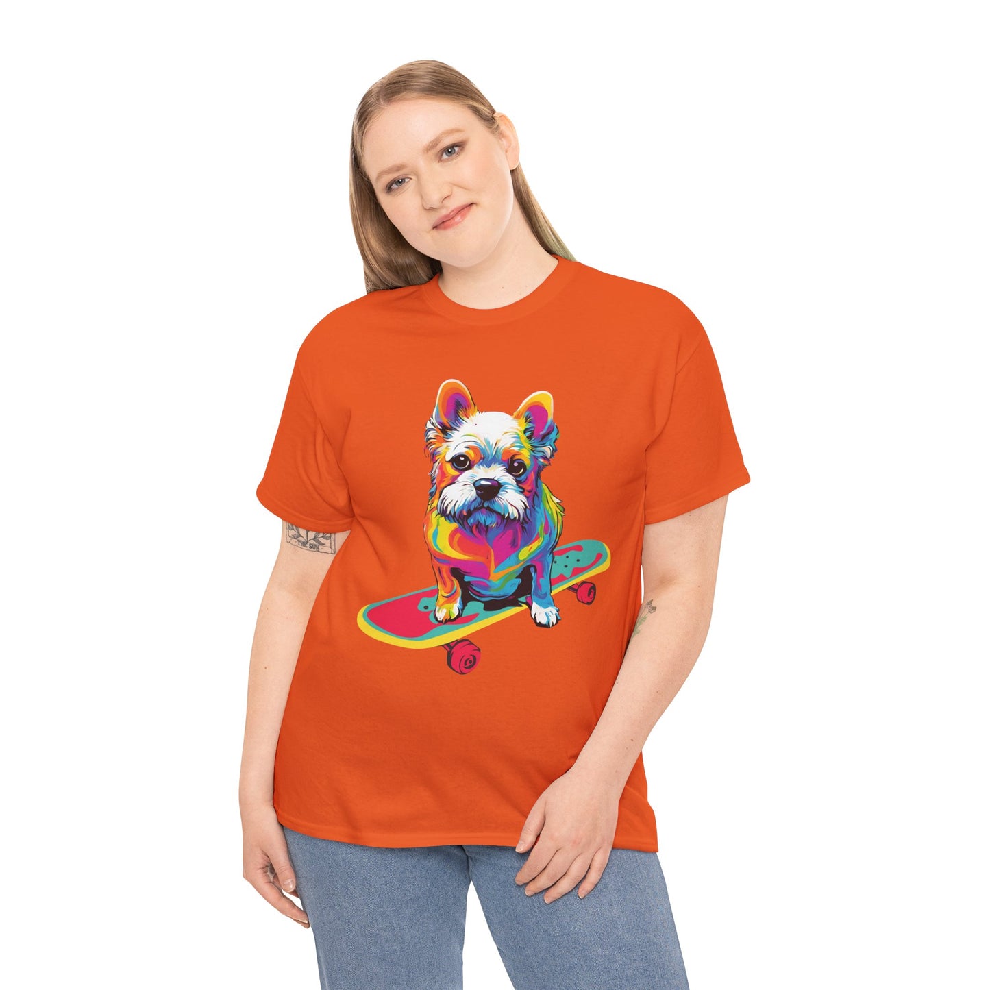 T-shirt de sport Flashlander avec chien skateboardant Pop Art