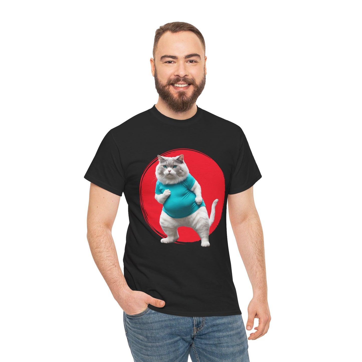 Camiseta de gimnasio Flashlander con divertido gato gordo de karate