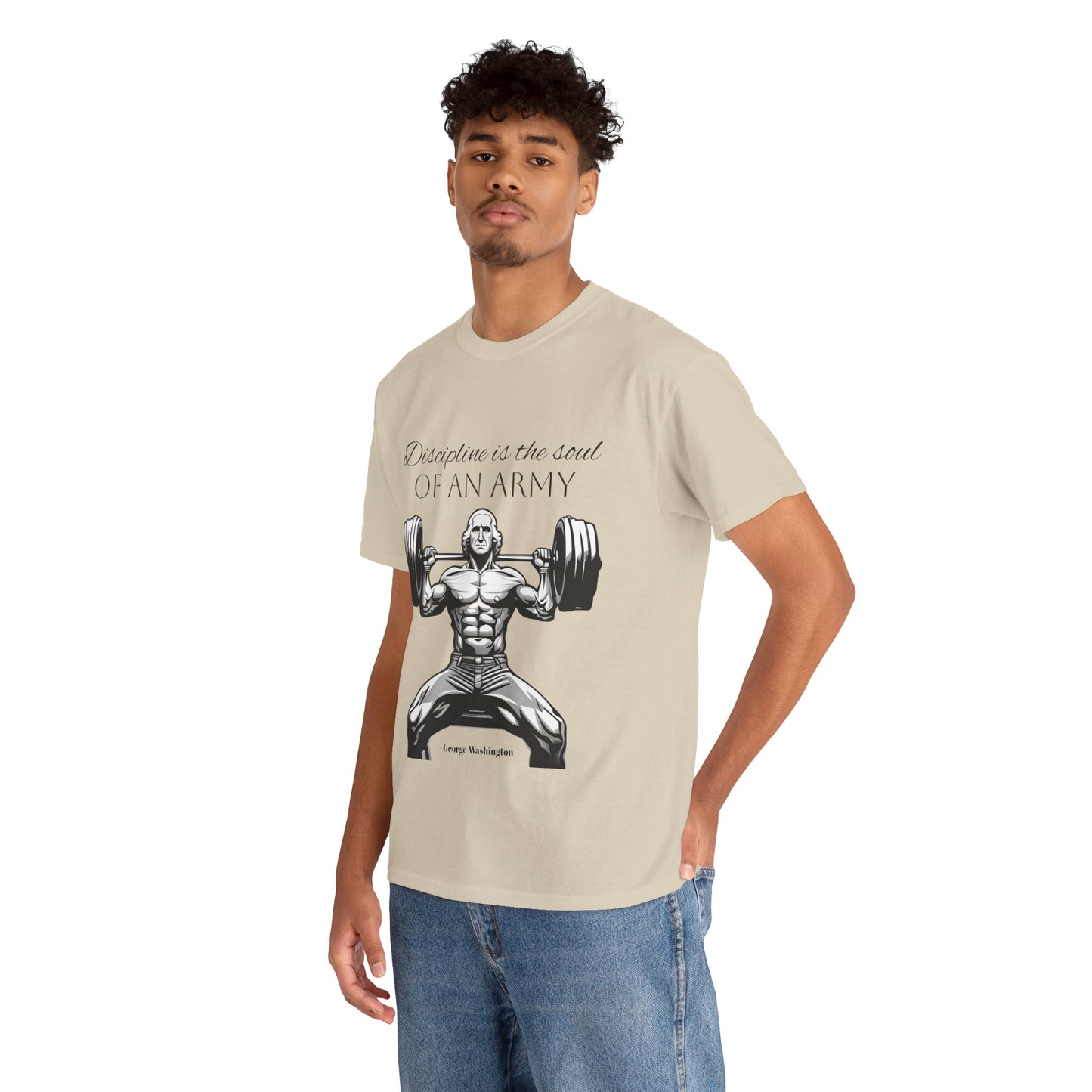 T-shirt de culturiste George Washington - Flashlander Disipline Is The Soul Of An Army Gym T-shirt en coton unisexe noir anthracite graphique