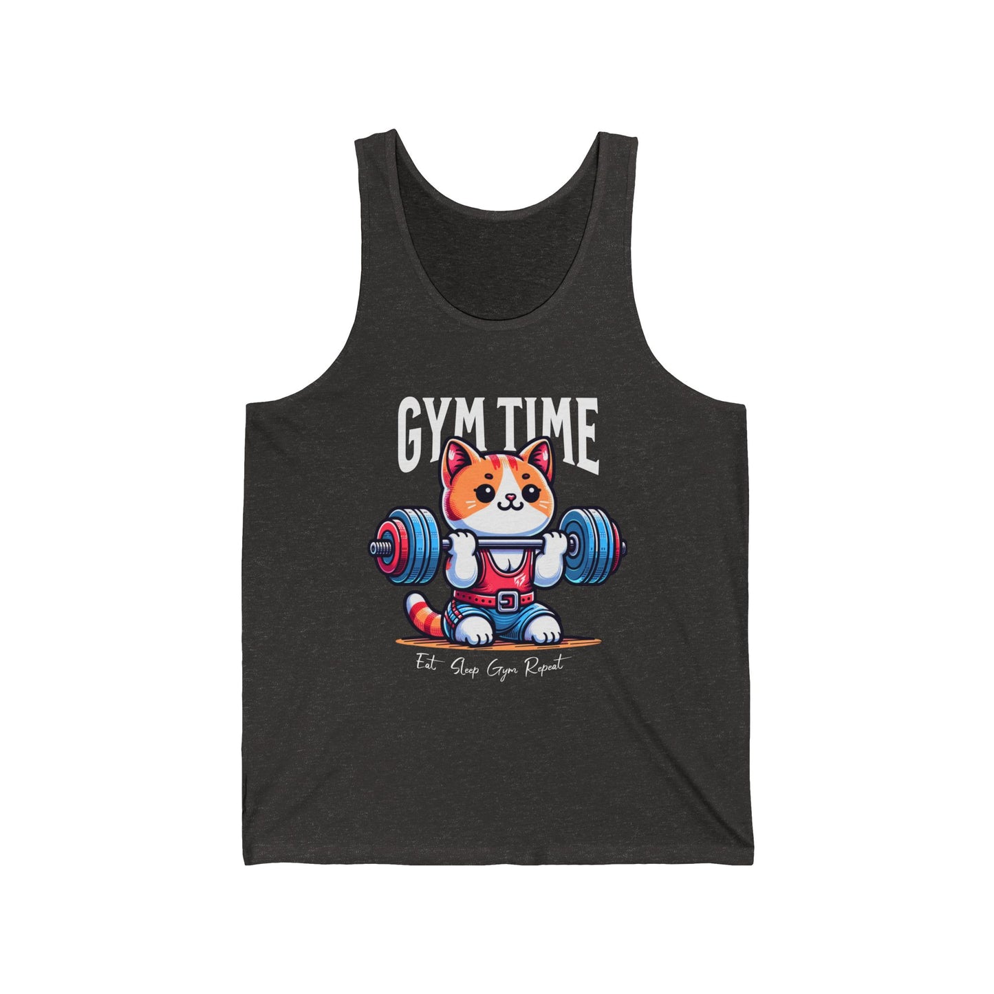 Cute Cat Gym Time Gym Jersey Tank Flashlander Gym Kitty Cotton Unisex White