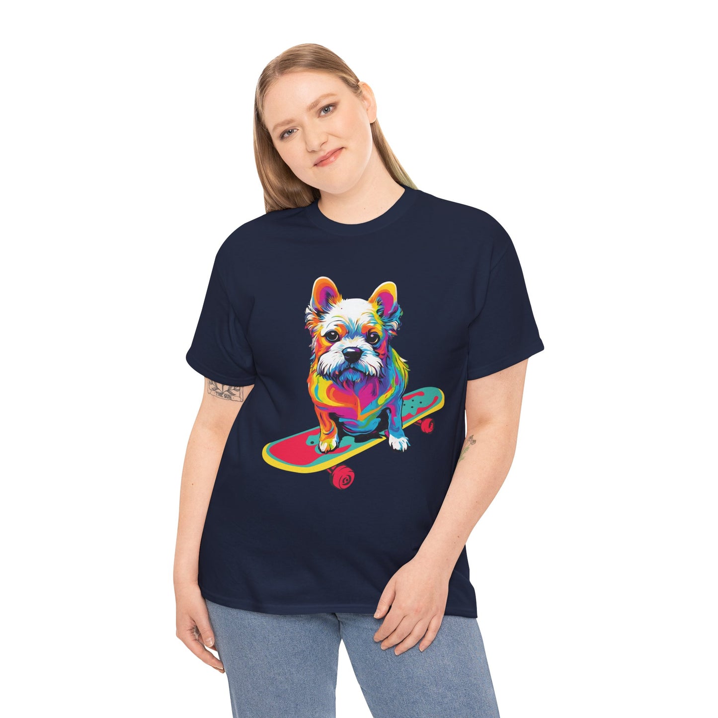 T-shirt de sport Flashlander avec chien skateboardant Pop Art