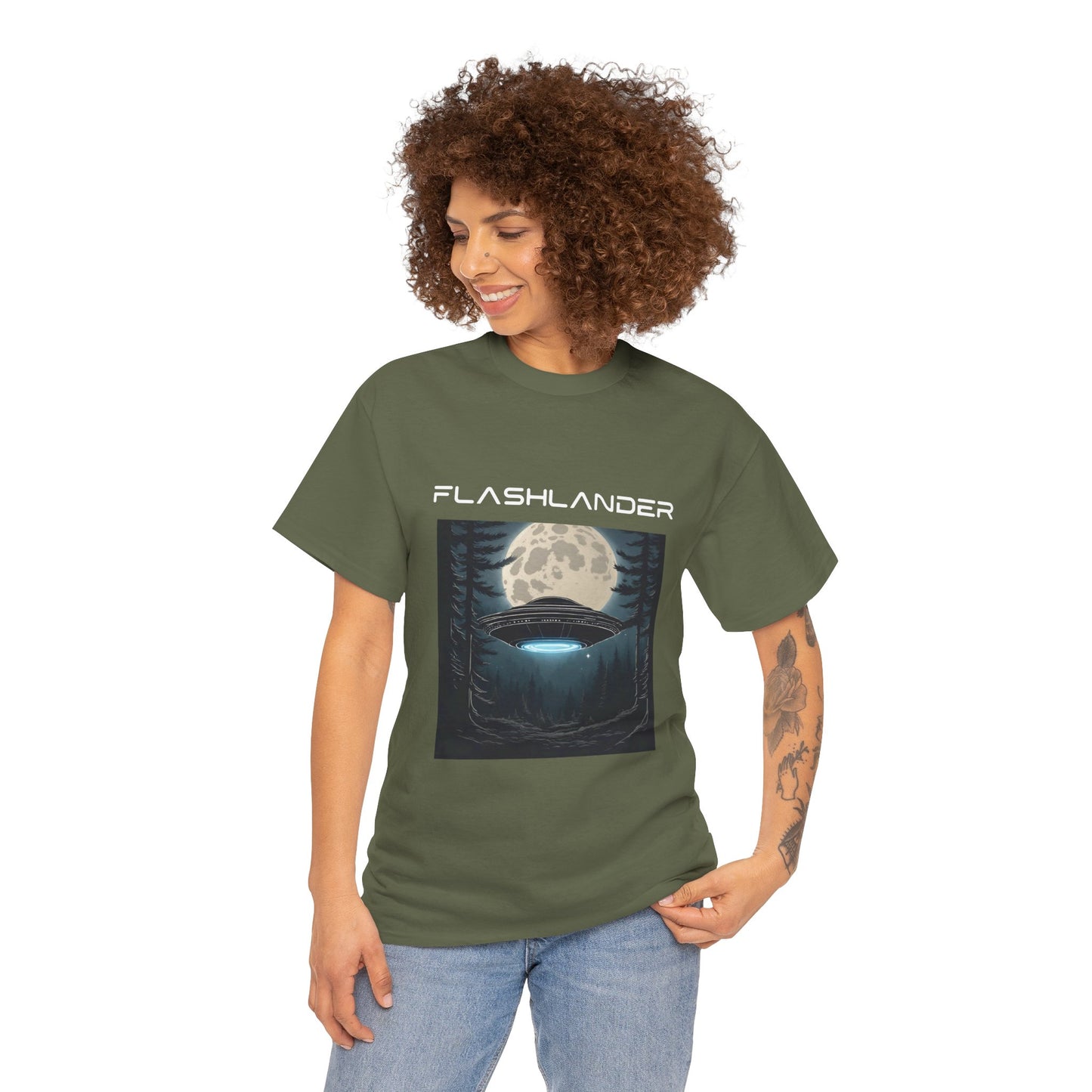 UFO Soaring Low in the Forest Tee Flashlander Gym Shirt