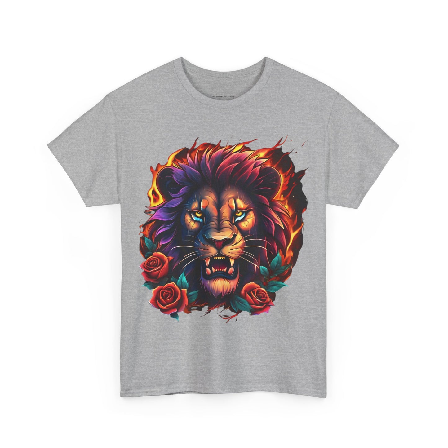 Lion Flames and Roses T-Shirt Flashlander