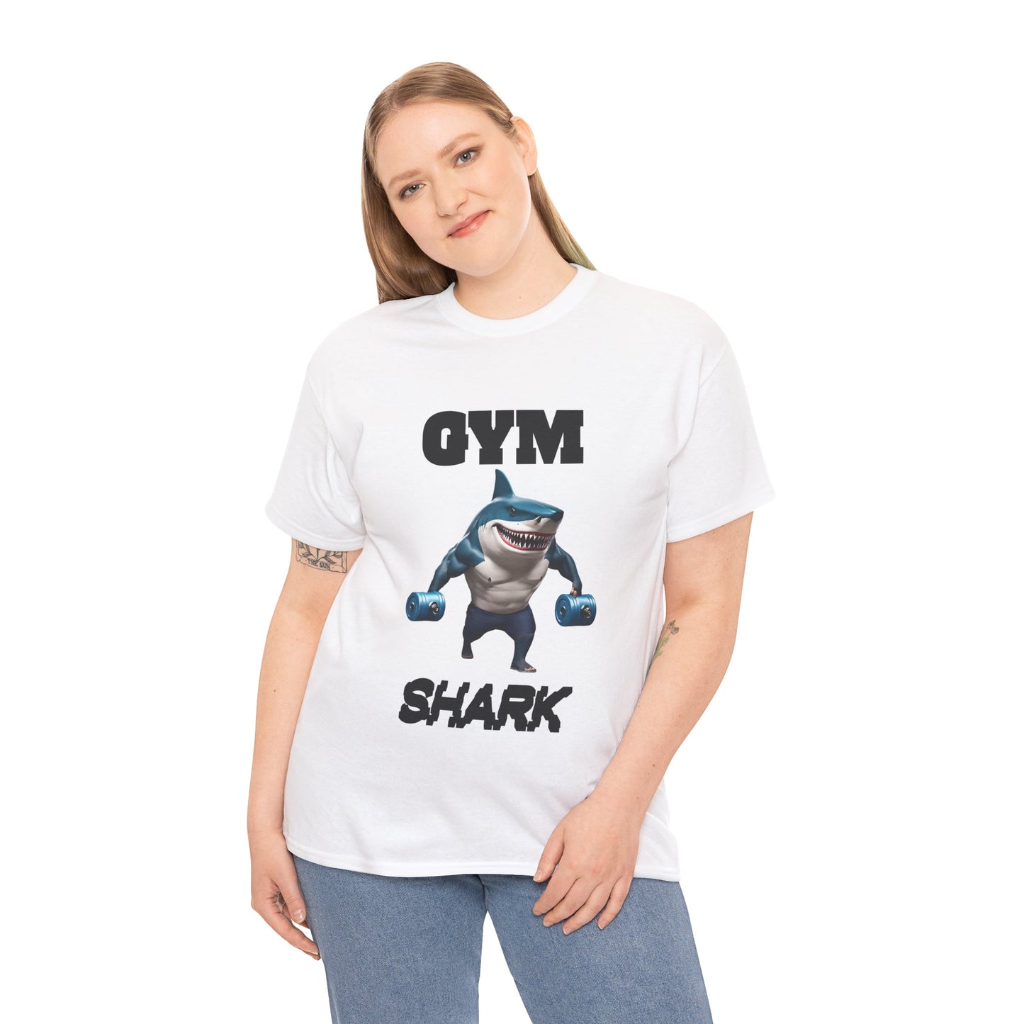 Gym Shark Performance Shirt Flashlander Cotton Unisex Charcoal Black Graphic Tee