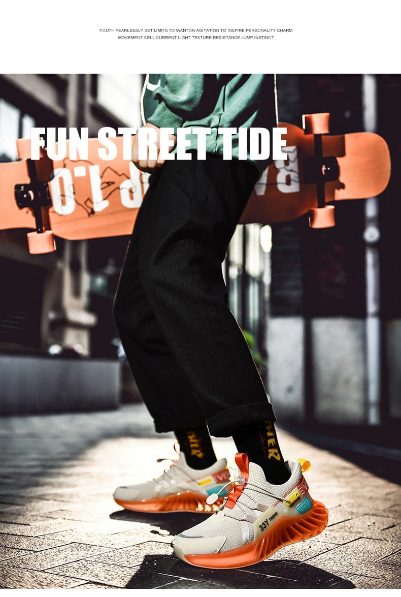 orange sneakers predatorx flashlander shoes with skateboard fun