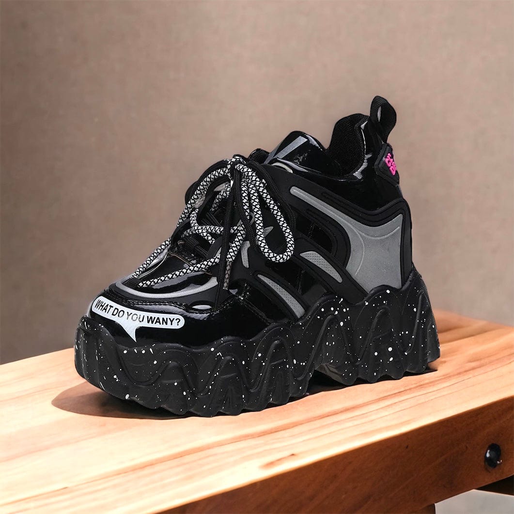 GALAXY Women Chunky Sneakers Fashion Thick Bottom Lace Up Platform Shoes