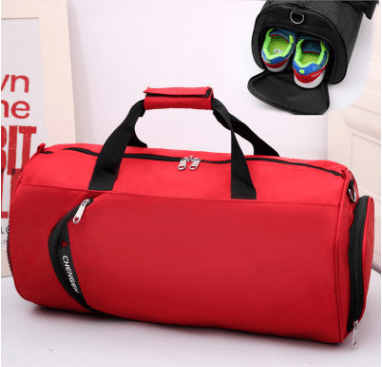 red gym bag oxford flashlander front side and inside for sneakers and more sports bag 