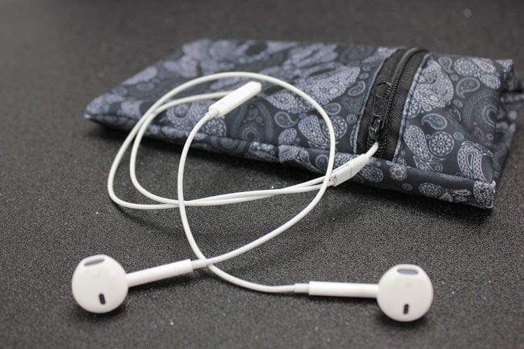 grey skull design cell phone bag & phone arm wrist bag earphone pocket