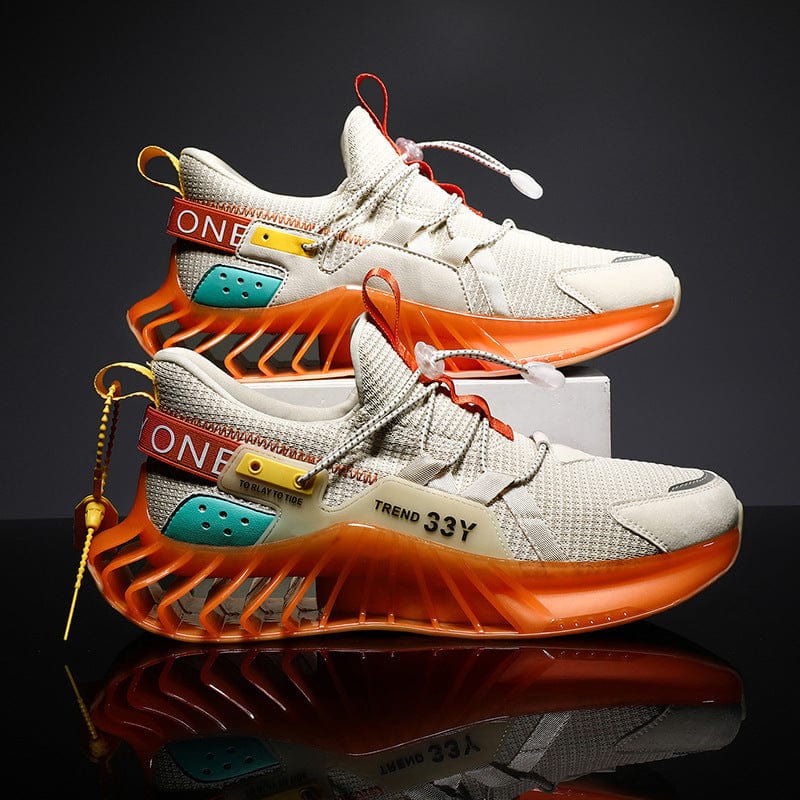 orange white sneakers predatorx b1 flashlander right side men's sneakers pair